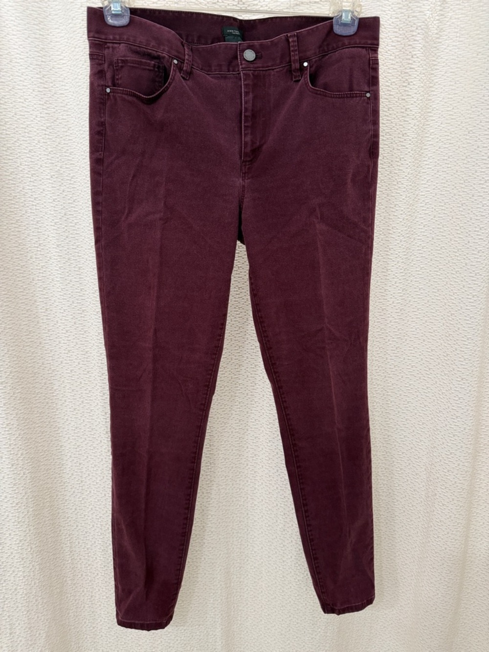 Ann Taylor Factory Skinny Jeans in Burgundy